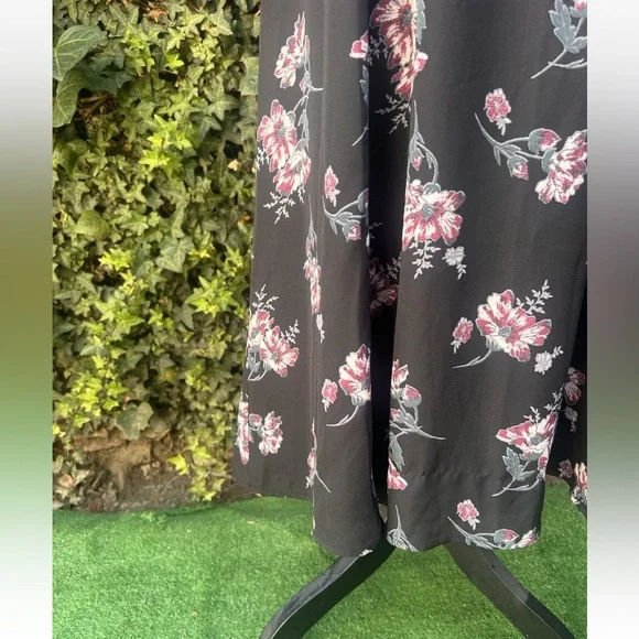 June & Hudson Black Maxi Dress Whimsigoth Boho Goth Floral Ruffles Lace Velvet - Picture 9 of 13